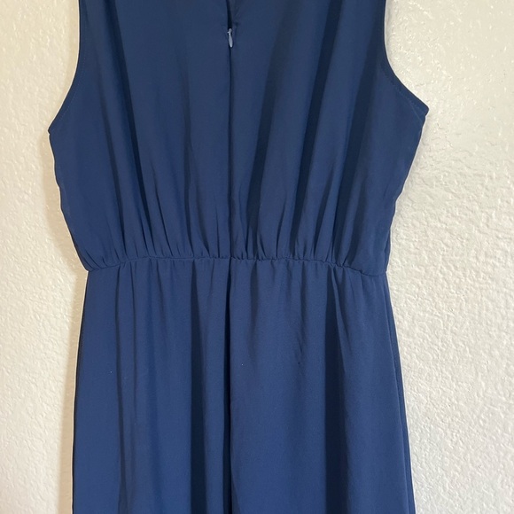 Classic Elegance Navy Chiffon Sleeveless Mock Neck Maxi Dress - Picture 4 of 8